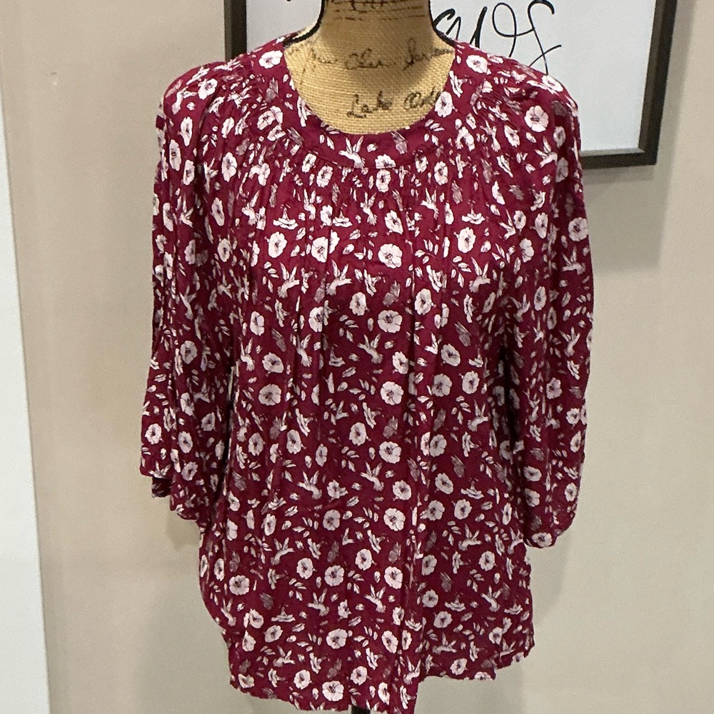 GAP Maroon Floral Print Blouse
